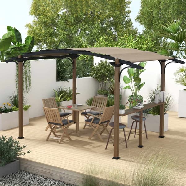 Rootz Pergola Garden Pavilion - Udendørs skygge - Vejrbestandig - UV -beskyttelse - 406 cm x 260 cm x 239 cm