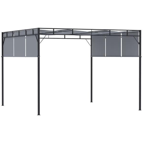 Rootz Pergola med 3 udtrækssejl - Patio baldakin - Have markise - UV -beskyttelse - 3m x 3m x 2,25m stålkonstruktion