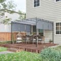 Miniatyrbillede 2 af 6: Rootz Pergola med 3 udtrækssejl - Patio baldakin - Have markise - UV -beskyttelse - 3m x 3m x 2,25m stålkonstruktion