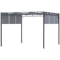 Miniatyrbillede 1 af 6: Rootz Pergola med 3 udtrækssejl - Patio baldakin - Have markise - UV -beskyttelse - 3m x 3m x 2,25m stålkonstruktion