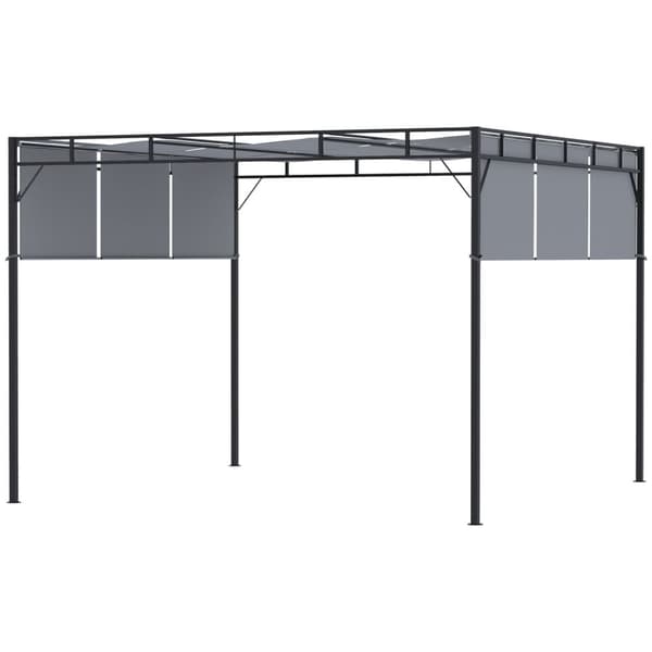 Rootz Pergola med 3 udtrækssejl - Patio baldakin - Have markise - UV -beskyttelse - 3m x 3m x 2,25m stålkonstruktion