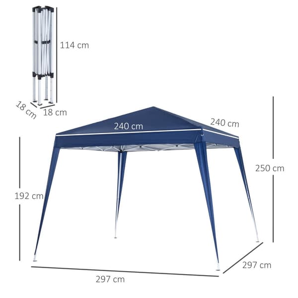 Rootz Pop -up Garden Paviljonki - Taitava teltta - Ulkokatos - UV -kestävä - 3x3m - sininen - helppo asennus kantolaukkuun