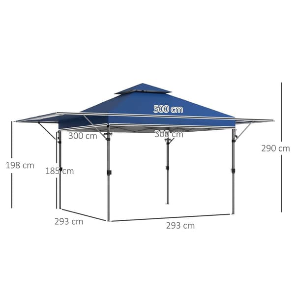 Rootzin pop -up -paviljonki - puutarhapagoda - taitettava huvimaja - UV -suoja - 500 cm x 300 cm x 290cm