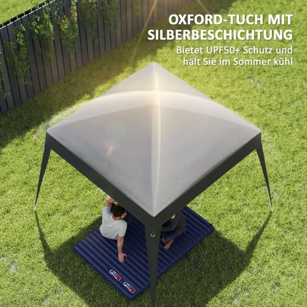Rootz Pavilion Udskiftningstak - Haveteltafdækning - Tarpaulin baldakin - UPF50+ beskyttelse - 3x3m base, 2,4x2,4 m top - Grå Oxford stof
