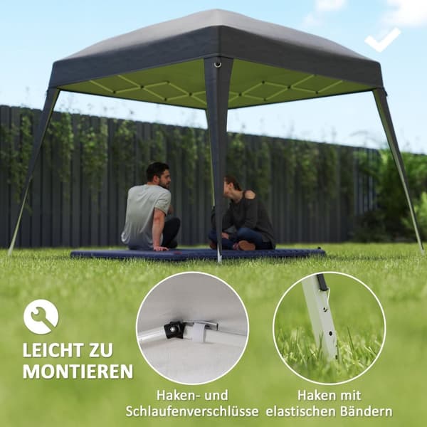 Rootz Pavilion Udskiftningstak - Haveteltafdækning - Tarpaulin baldakin - UPF50+ beskyttelse - 3x3m base, 2,4x2,4 m top - Grå Oxford stof