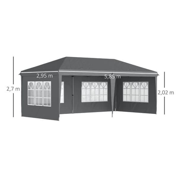 Rootz Pavilion Pop -up Foldble Telt - Vastaanotto teltta - Marquee Canopy - Sääkestävä - 585 cm x 295cm x 270cm