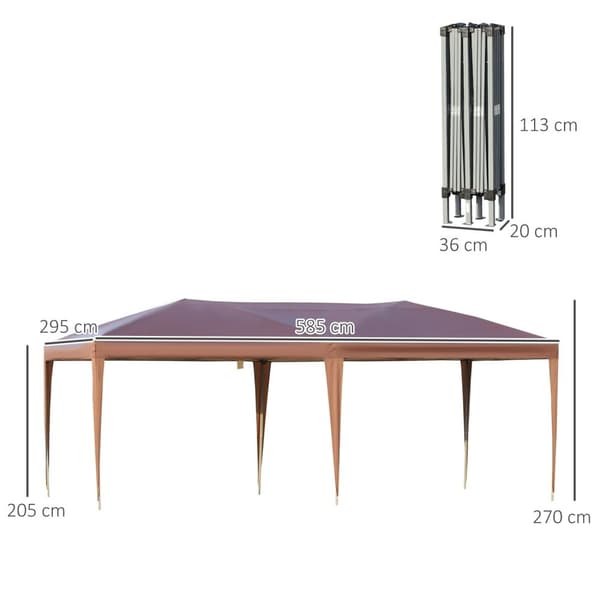 Rootz -ponnahdusikkunan taitto puutarha -markiisi - kannettava paviljonki - ulkokatos - UV -suoja - 6m x 3m x 2,7m