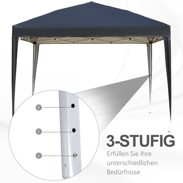 Rootz Pavilion Pop -Up Folding Pavilion - Garden Tent - Party Telt - UV -beskyttelse - 2,95 m x 2,95 m x 2,55 m stål+Oxford stof sort