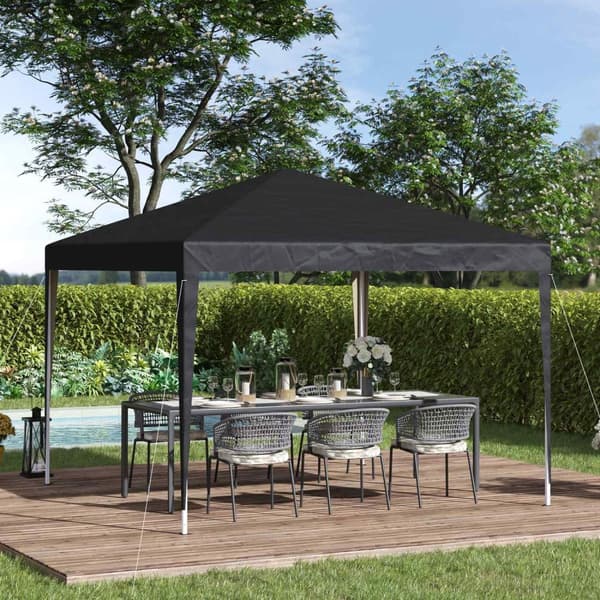 Rootz Pavilion Pop -Up Folding Pavilion - Garden Tent - Party Telt - UV -beskyttelse - 2,95 m x 2,95 m x 2,55 m stål+Oxford stof sort