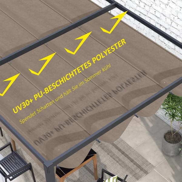 Rootz -paviljongin vaihtokatto - Pergola -katos - UV -suoja - helppo kokoonpano - polyesterikangas - 286 cm x 245 cm