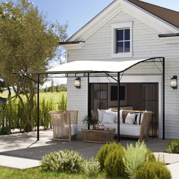 Rootz Pavilion med sammenfoldelig tag - Terrasse baldakin - Udendørs husly - Sol & regnbeskyttelse - 300 cm x 250 cm x 200-250 cm - Hvid