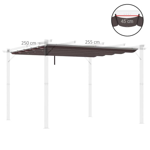Rootz -tagdækning til udtrækkelig pavillon - Pergola -dækning - baldakinedæksel - Solbeskyttelse - 250 cm x 255 cm