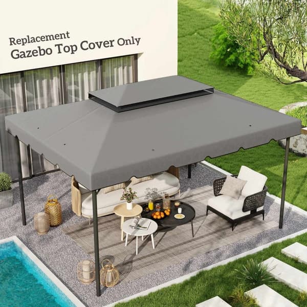 Rootz -udskiftningstak til pavillon - telt baldakin - havedækning - solbeskyttelse - 400 cm x 300 cm - grå