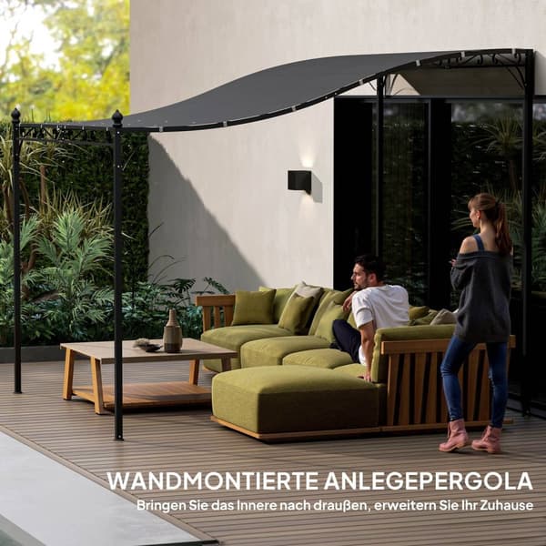 Rootzin seinälle kiinnitetty puutarha Pergola - Paviljonki - ulkoilmavartija - vedenkestävä - 248x298x200/250 cm - ihanteellinen terassille