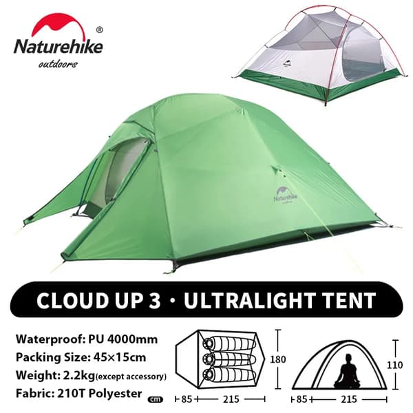 Campingtält, Ultralätt Design, Fristående Funktion,210T - Ljusgrön