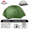 Miniatyrbillede 2 af 2: Ultralight rygsækstelt, 2 personers kapacitet, 20D vandtæt stof,210T - Skov