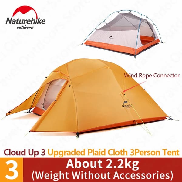 Campingtält, Ultralätt, Dubbellager,UP3 210T-Orange