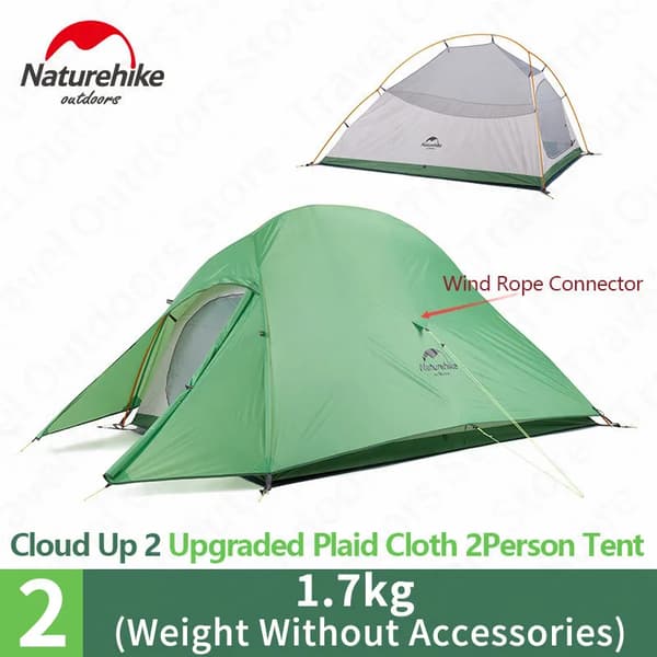 Campingtält, Ultralätt, Dubbellager,UP2 210T-Grön