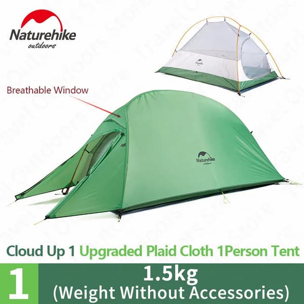 Campingtält, Ultralätt, Dubbellager,UP1 210T-Grön