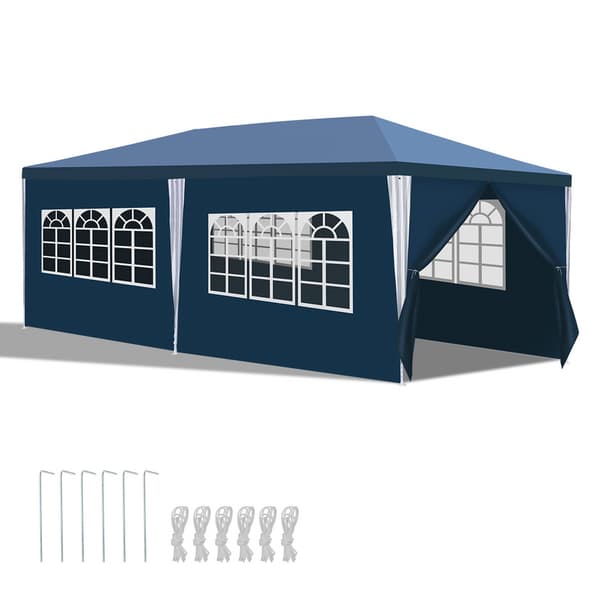 3x6M med löstagbara sidoskydd och dekorativa fönster, snabbinstallation Trädgårdsgazebo Blå 3x6M med löstagbara sidoskydd och dekorativa fönster, snabbinstallation Trädgårdsgazebo Blå