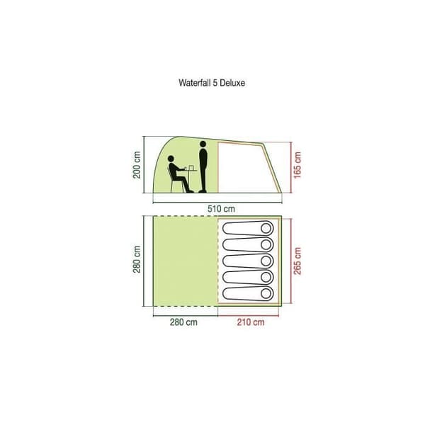 Familjetält - Coleman - Waterfall 5 Deluxe - 5 personer - Vattentät 3000 mm - Anti-UV