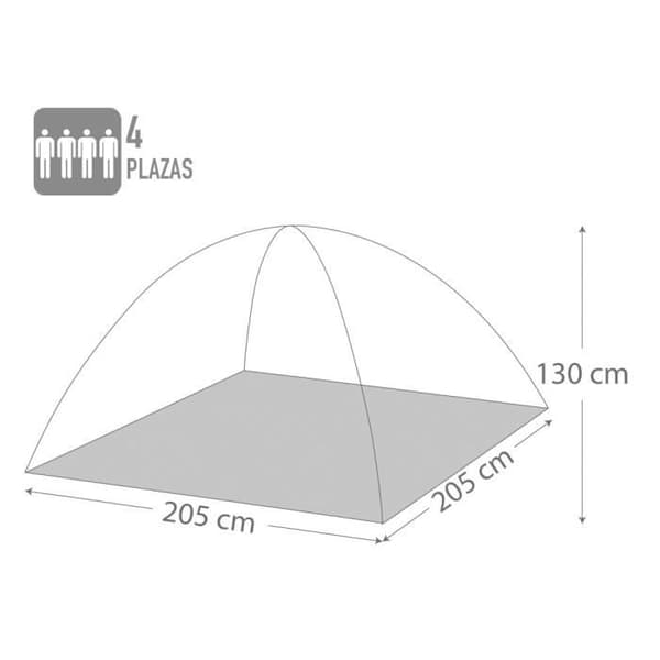 Campingtält - Aktive - 4 personer - 205x205x130 cm - Vattentätt 300 mm - Manuell montering