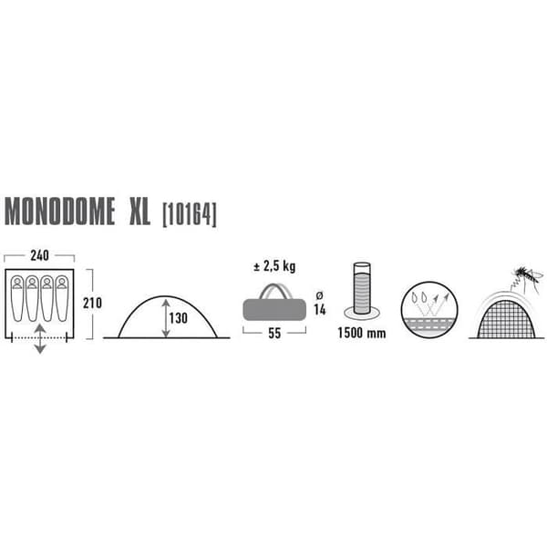 Kupoltält - High Peak - Monodome XL - 4 platser - Vattentätt - Blå