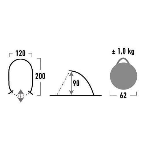 Strandtält - High Peak - Calobra - UV80 - Polyester - 200 x 120 cm