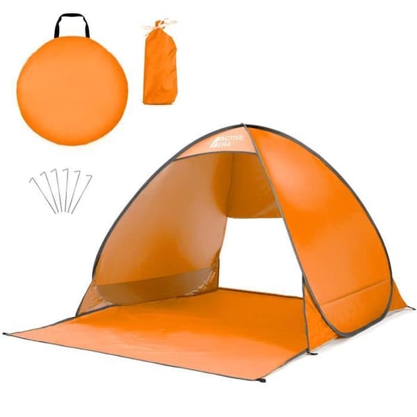 Active Era Deployable Pop Up Beach tält, UV-solskydd UPF 50+, 2-3 personer, med bärväska och stakar - Orange