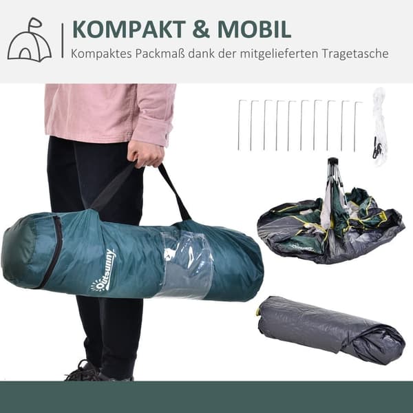 OBOSOE 3-personers kuppelt, grøn polyester, 205x195x135cm, pop-up design