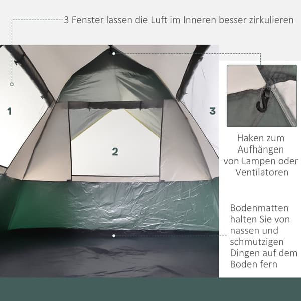 OBOSOE 3-personers kuppelt, grøn polyester, 205x195x135cm, pop-up design