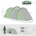 Miniatyrbillede 3 af 8: OBOSOE 3 personers tunneltelt, 190T polyester, mørkegrøn, 426x206x154 cm til camping