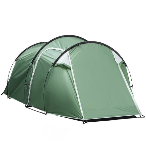 OBOSOE 3 personers tunneltelt, 190T polyester, mørkegrøn, 426x206x154 cm til camping