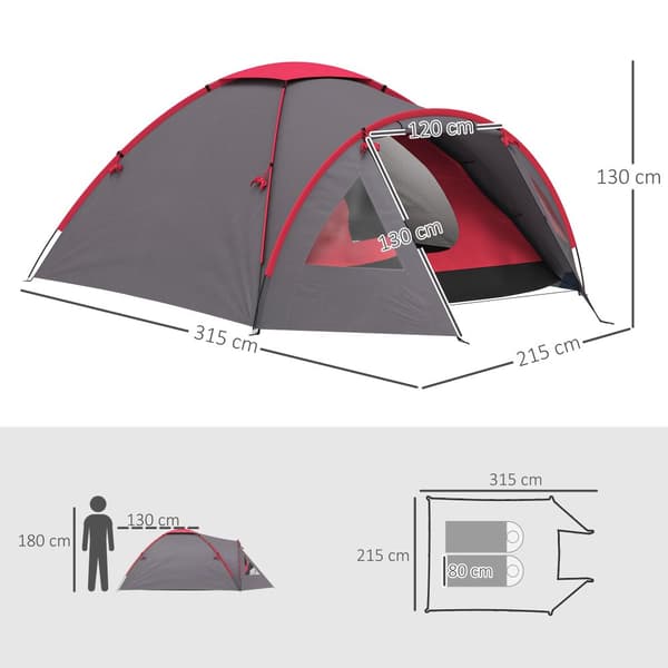 Campingtelt, 3.15x2.15x1.3 m, Grå