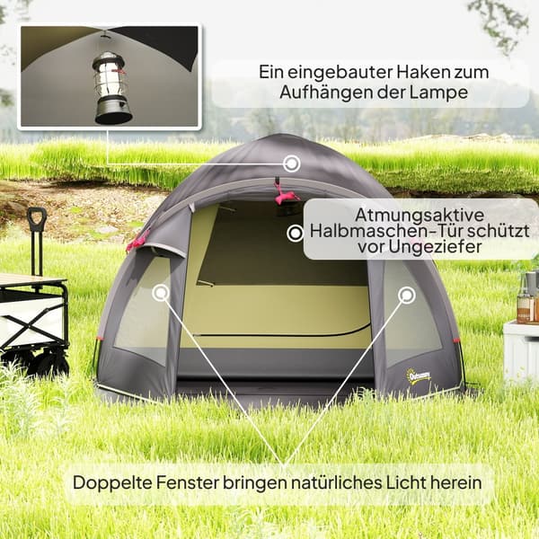 Campingtelt, 3.3Lx1.9Bx1.2H m, Sort