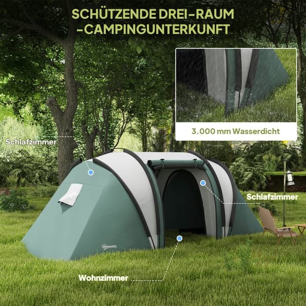 Campingtält, 450x220x180 cm, Mörkgrön