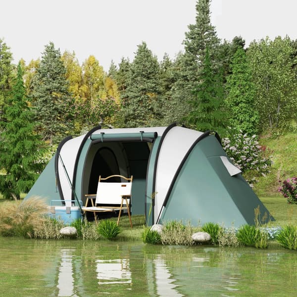 Campingtält, 450x220x180 cm, Mörkgrön