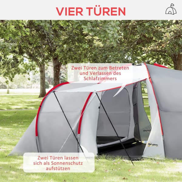 Campingtelt, 590x245x193 cm, Grå