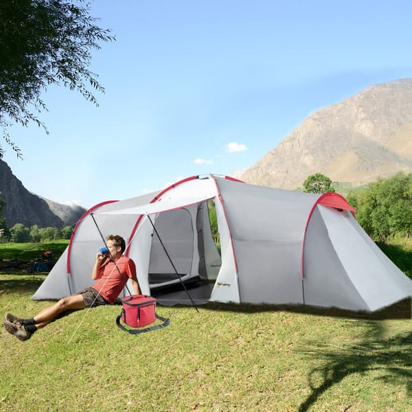 Campingtelt, 590x245x193 cm, Grå