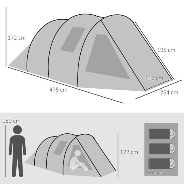 Tunnel Tält, 475x264x172 cm, Grön