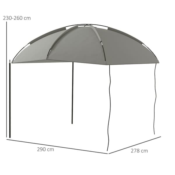 Bilmarkisetelt, 2.9x2.8x2.3-2.6 m, Lys Grå