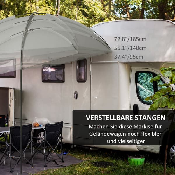 Bilmarkisetelt, 2.9x2.8x2.3-2.6 m, Lys Grå