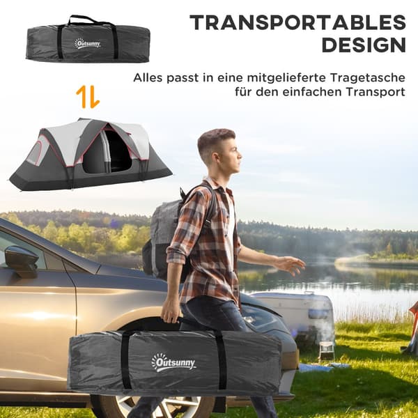 Campingtält, 450x215x180 cm, Grå