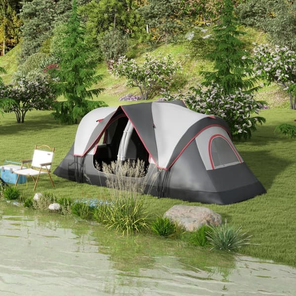 Campingtält, 450x215x180 cm, Grå