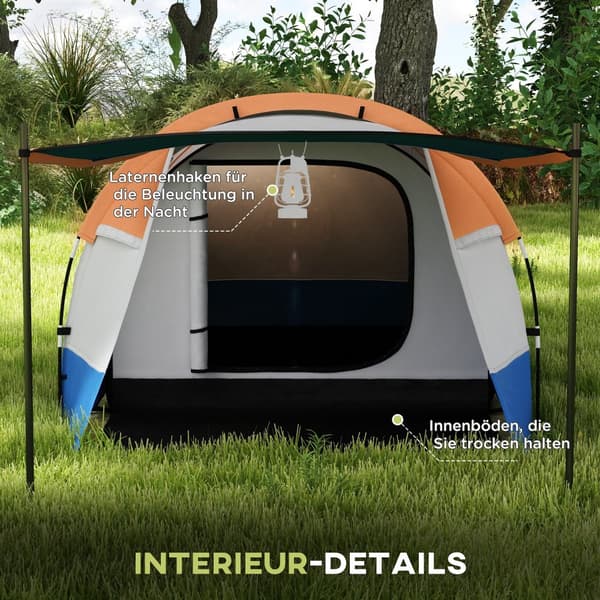 Campingtält, 420x200x150 cm, Orange
