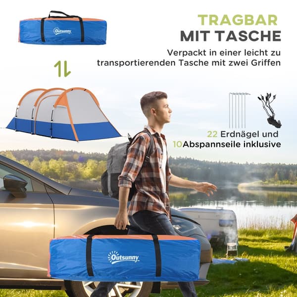 Campingtält, 420x200x150 cm, Orange