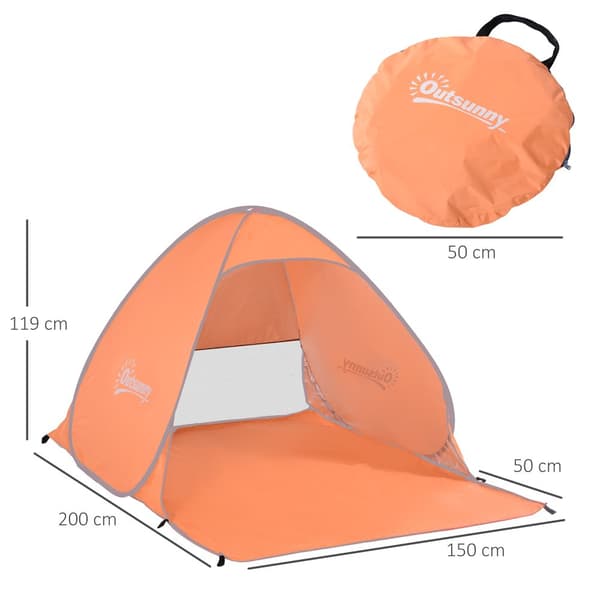Strandtelt, Pop-up Automatisk, 200x150x119 cm, Orange