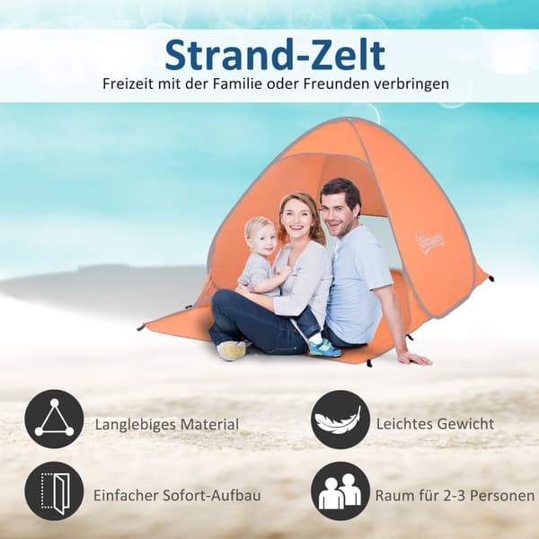 Strandtelt, Pop-up Automatisk, 200x150x119 cm, Orange