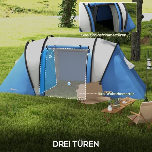 Campingtält, 450x220x180 cm, Blå