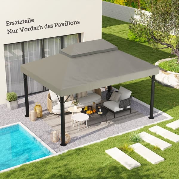 Ersättningstak för Trädgårdspaviljong, 3x4 m, Ljusgrå